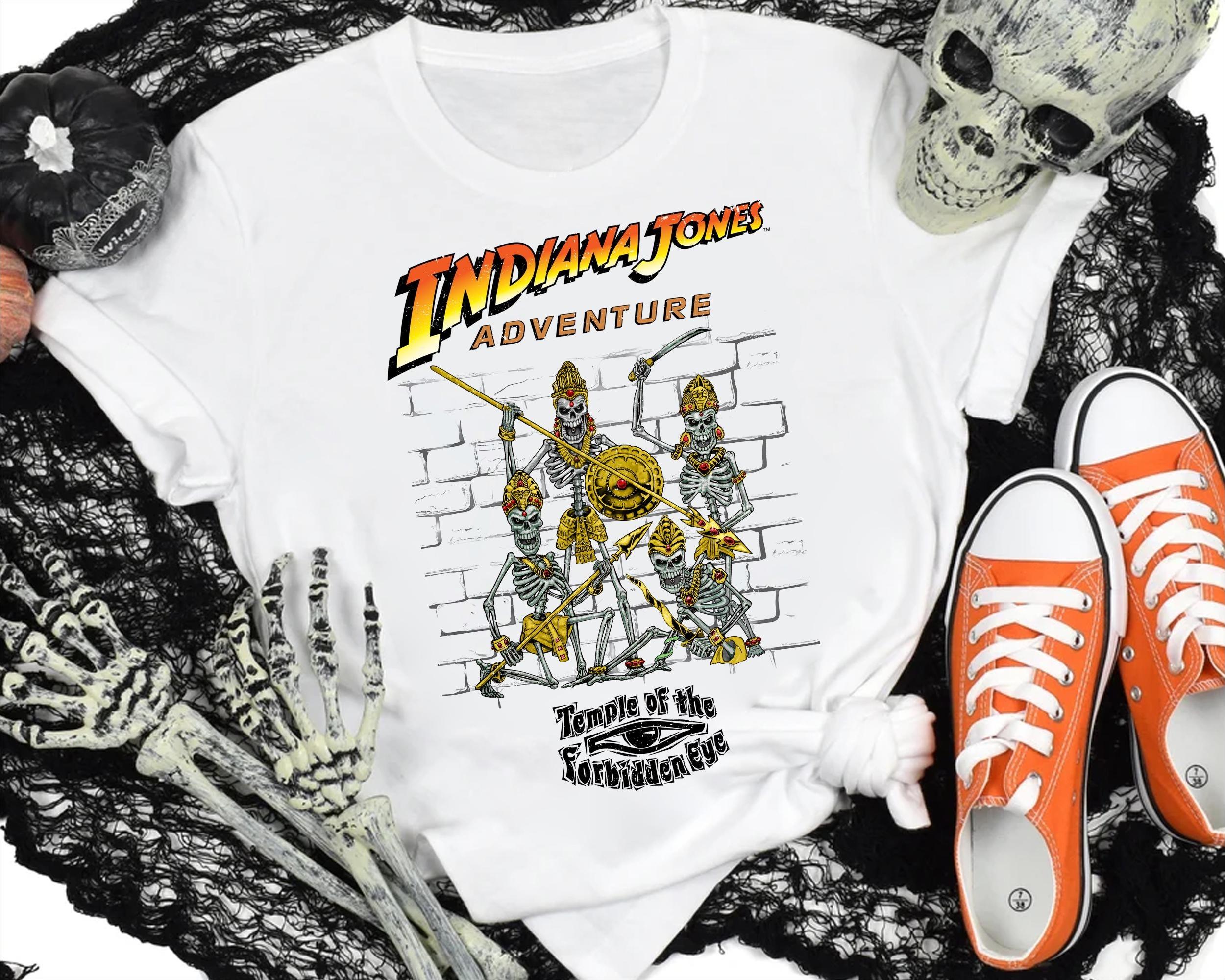 

Disney Indiana Jones Adventure Temple of Forbidden Eye Skeletons Vintage Shirt Disneyland 1995 Retro Shirt 4XL