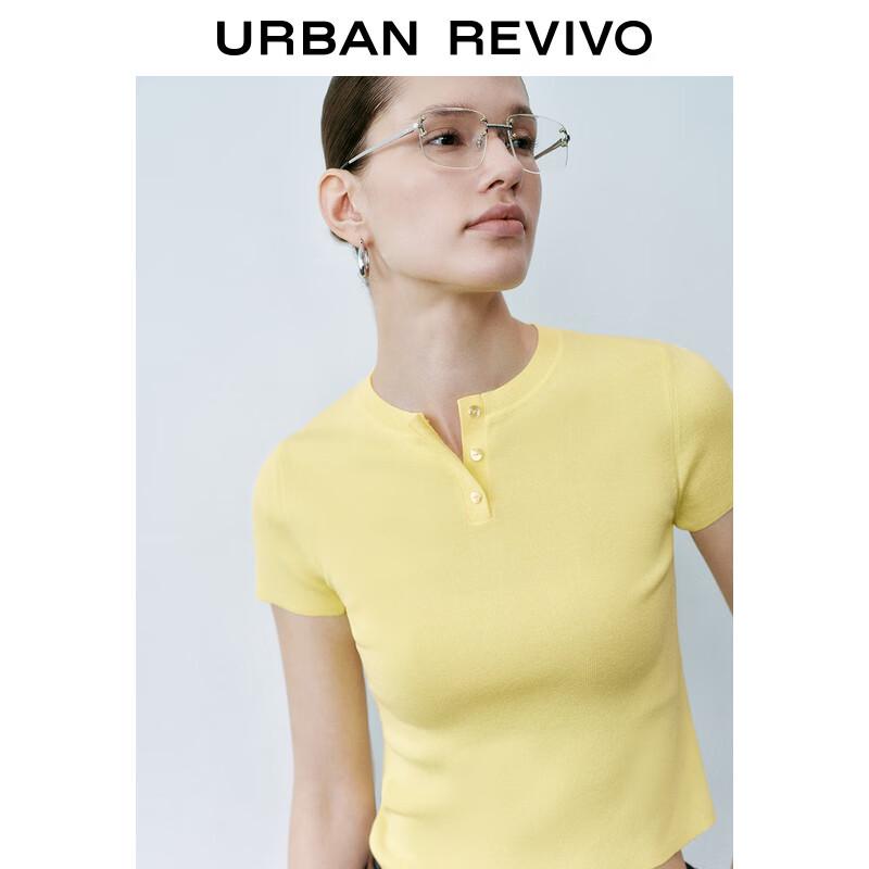 UR Women's Light Yellow Short Sleeve Knit Top