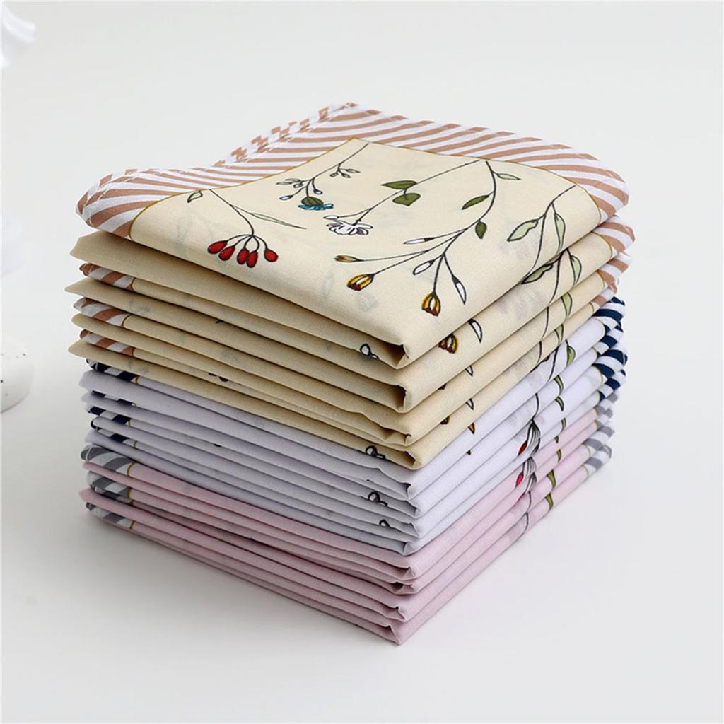 1PC Women Hankies Printing Flowers Hanky Florals Absorbent Cotton Handkerchief