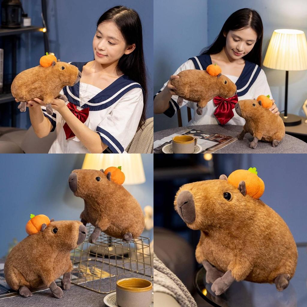 Entzückendes orangefarbenes Capybara Plüschtier Weiches Kuscheltier Stofftier Puppe Für Kinder