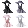 Women Hat with Face Guard Shawl Sun-Proof Breathable Solid Color Design Sun Hat Elastic Large Head Circumference Empty Top Hat