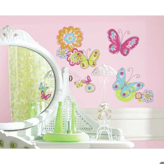 Repositionable Stickers with Butterflies and Spring Motifs