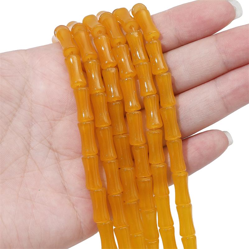 

20 шт., хрустальные стеклянные бусины, имитация нефрита, прямое отверстие, бамбуковое соединение, свободные бусины-разделители для изготовления ювелирных изделий, браслет, ожерелье оранжевый/жёлтый
