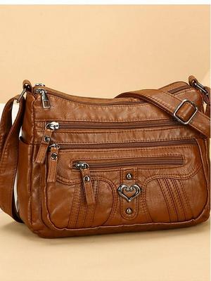 2025 Women's Soft Leather Large Capacity Crossbody Handbag - Multi-Pocket, Practical, Casual Shoulder Bag for Middle-Aged Mothers