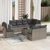 VidaXL Garden Lounge Set 9 Pcs with Grey Cushions Wicker 3219070