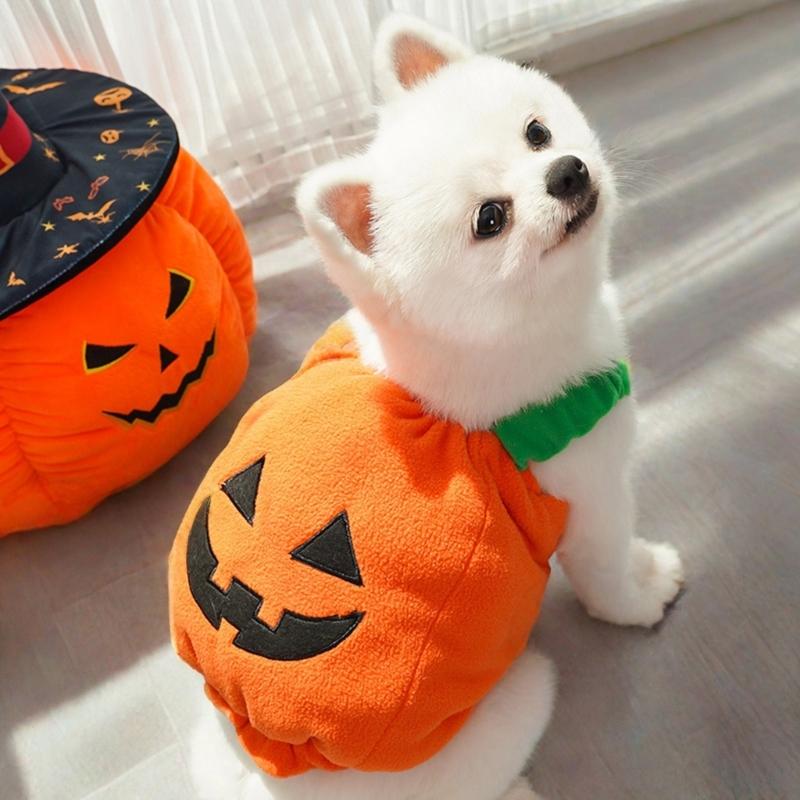 Pet Clothing For Halloween Celebration Soft Breathable Polyester Cloth Multiple Size Option Cats Dogs
