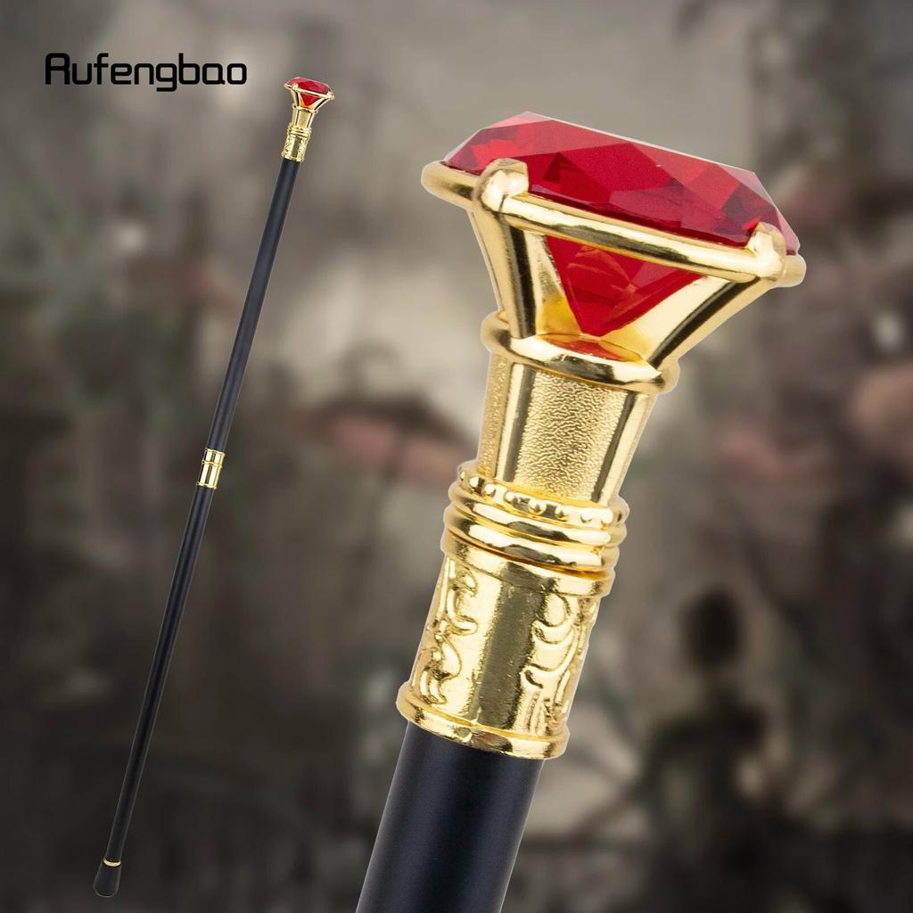 Röd Diamant Typ Guld Promenadkäpp Mode Dekorativ Promenadkäpp Gentleman Elegant Cosplay Käpp Knopp Kräkla 93cm