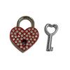 Compact Mini Wooden Jewelry Box with Love Wish Keyed Padlock Heart Shaped Lock for Rings Earrings Travel Girls Gift