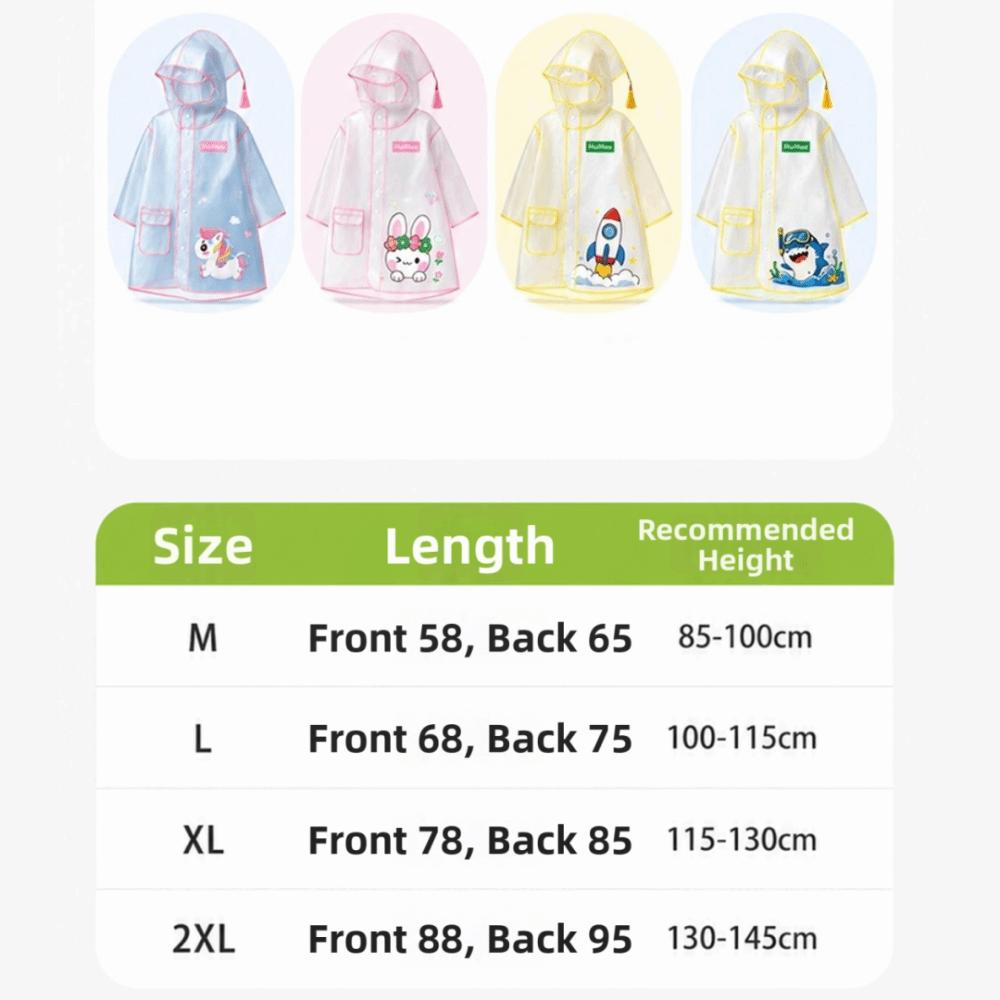 EVA Children Rain Poncho Transparent Student Rainwear Cute Rain Coat Jacket  Outdoor Use