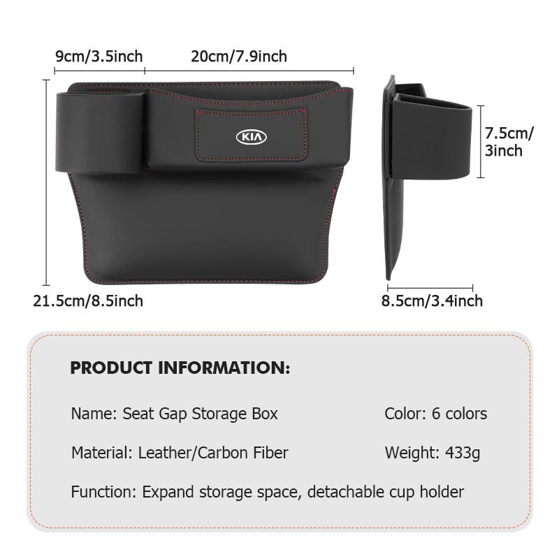 For KIA Leather Car Seat Crevice Storage Box Seat Slit Gap Organizer Bag K5 K2 Rio Optima Sportage Venga Sorento Stonic ForteZF8