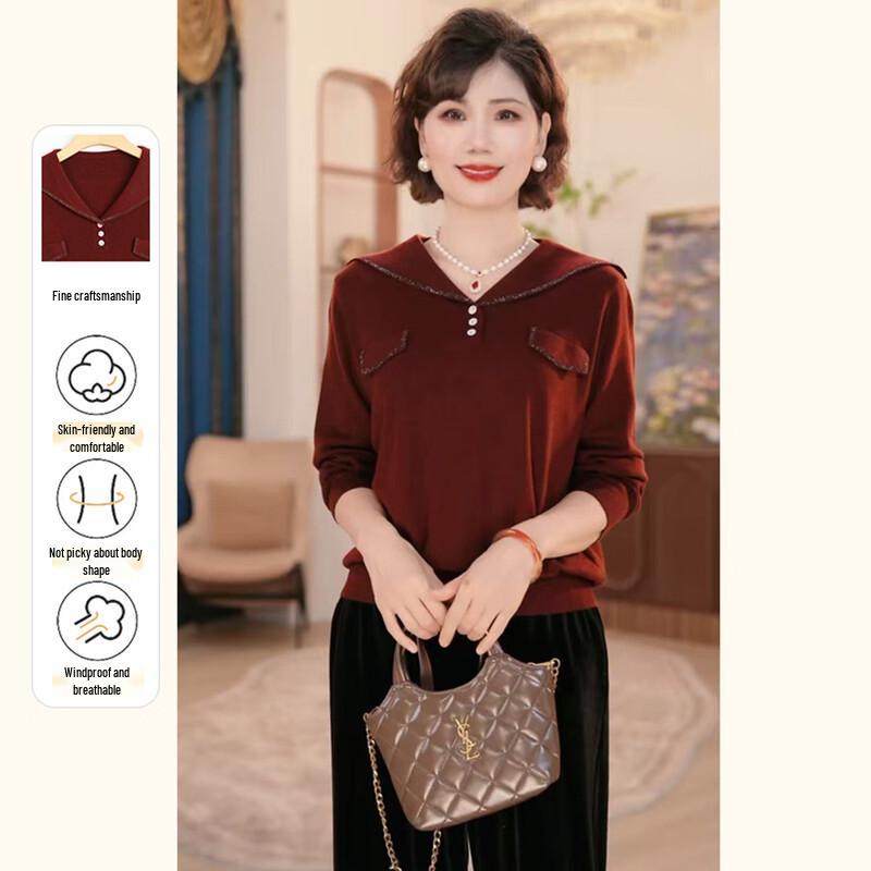 

Jianhu Women s Versatile Lapel Pullover Sweater XL