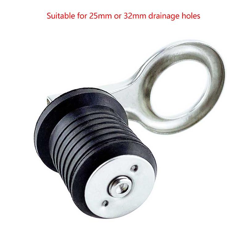 25Mm Marine Drain Plug Adjustable Snap Tight Stainless Steel Rubber Drain Plugs Speed Boat Kayak Motorboat Hardware Accessories
