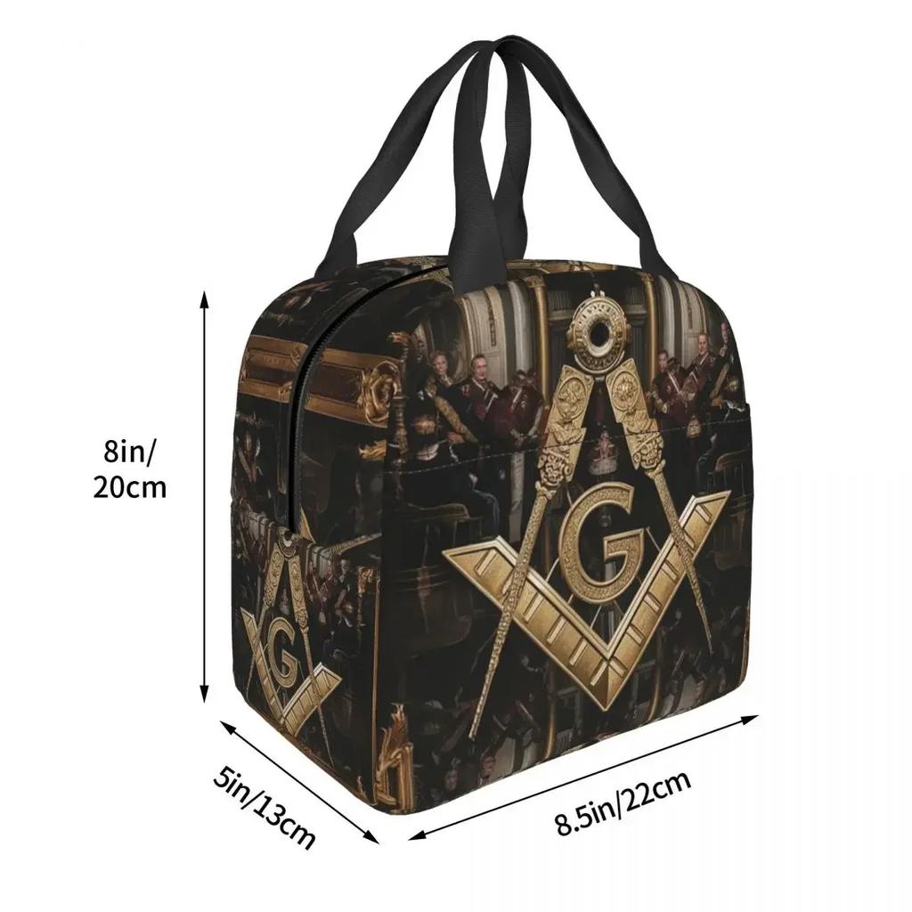 Masonic Mason Freemason Insulated Lunch Bag for Women Kids Portable Food Boxes Thermal Lunch Box Tote
