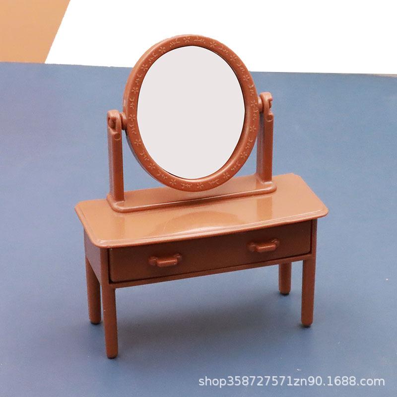 Cute Mini Bedroom Doll House Dressing Table Chair Desk Set Model Small Ornaments Play House Children'S Toys
