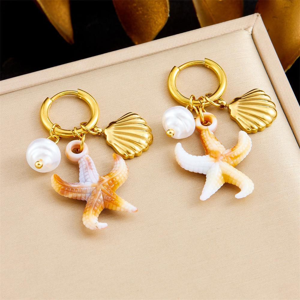 [Fashion Personality Trendy Multi Element Sea Shell Drip Oil Fruit Butterfly Pendant Earrings]