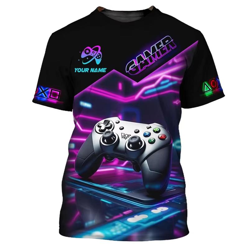 Child Game T Shirt Children Top Shirts Cool Controller Short Sleeve Korean Children's Clothes 2024 Kids Spring Clothes Tops Boys