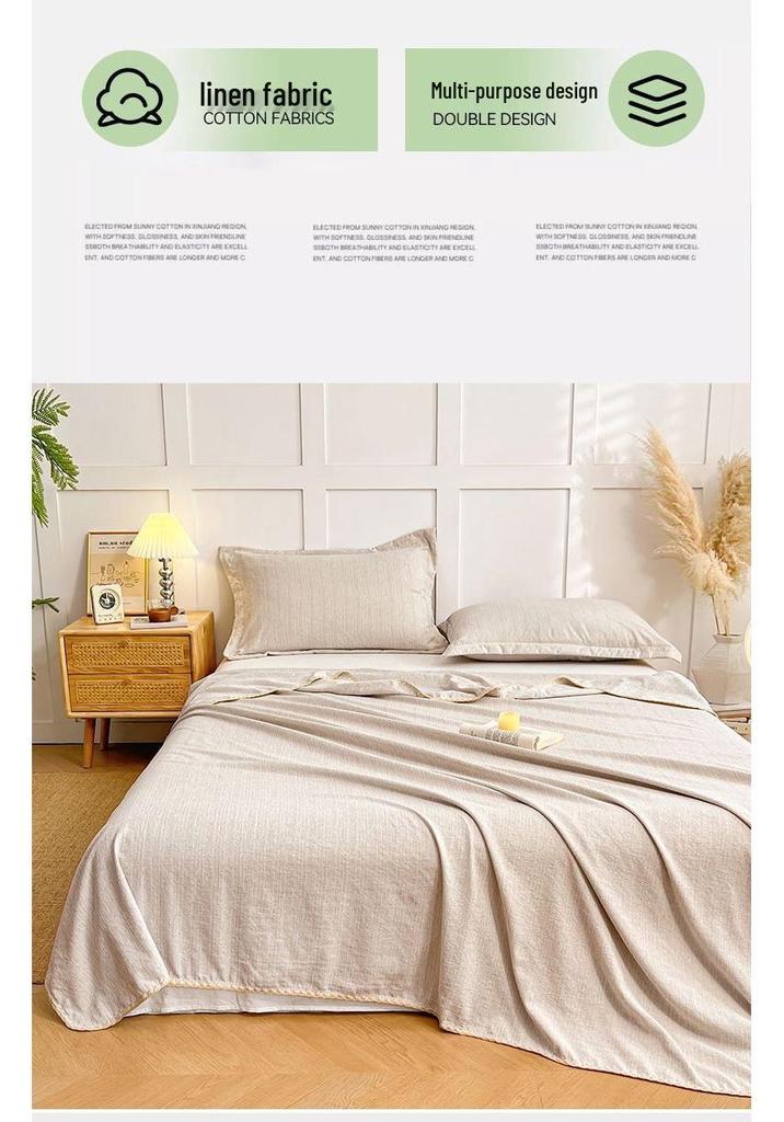Old Money Style Cotton Linen Throw: Skin-Friendly, Breathable, Antibacterial, All-Season, Summer, Thin Aviation Multifunctional Blanket.
