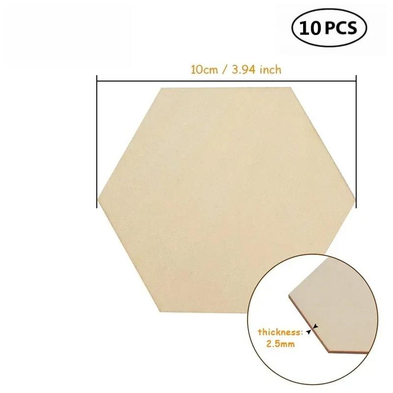 10-120mm Wooden Hexagon Blank Slices Unfinished Wood Discs Hanging Embellishments Art Crafts for DIY Crafting Wedding Christmas