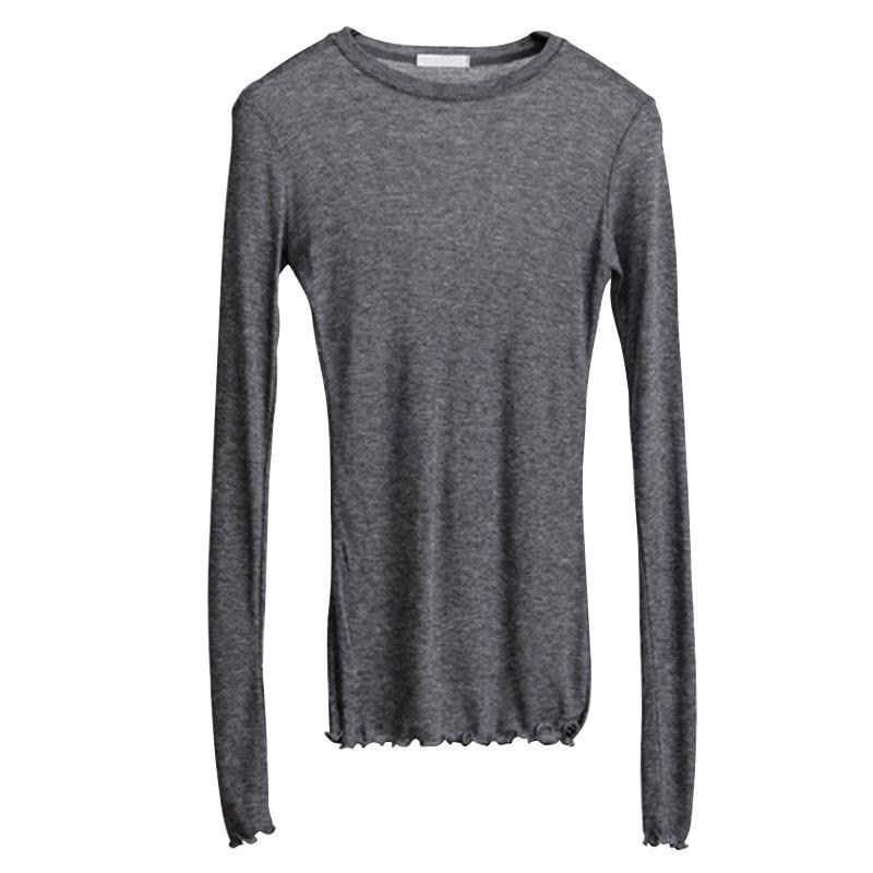 Women's Spring/Summer Fitted Versatile Slimming Round-Neck Long-Sleeve Casual T-Shirt