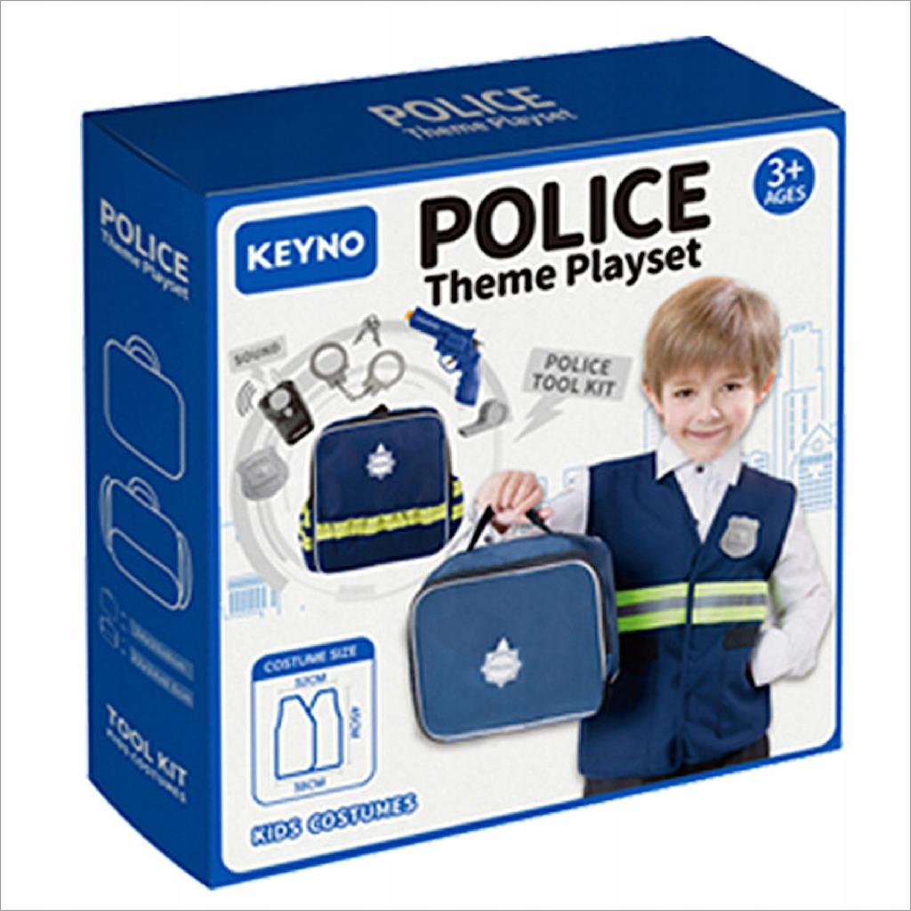 Police Officer Backpack Set Walkie-Talkie Badge Gun For Children