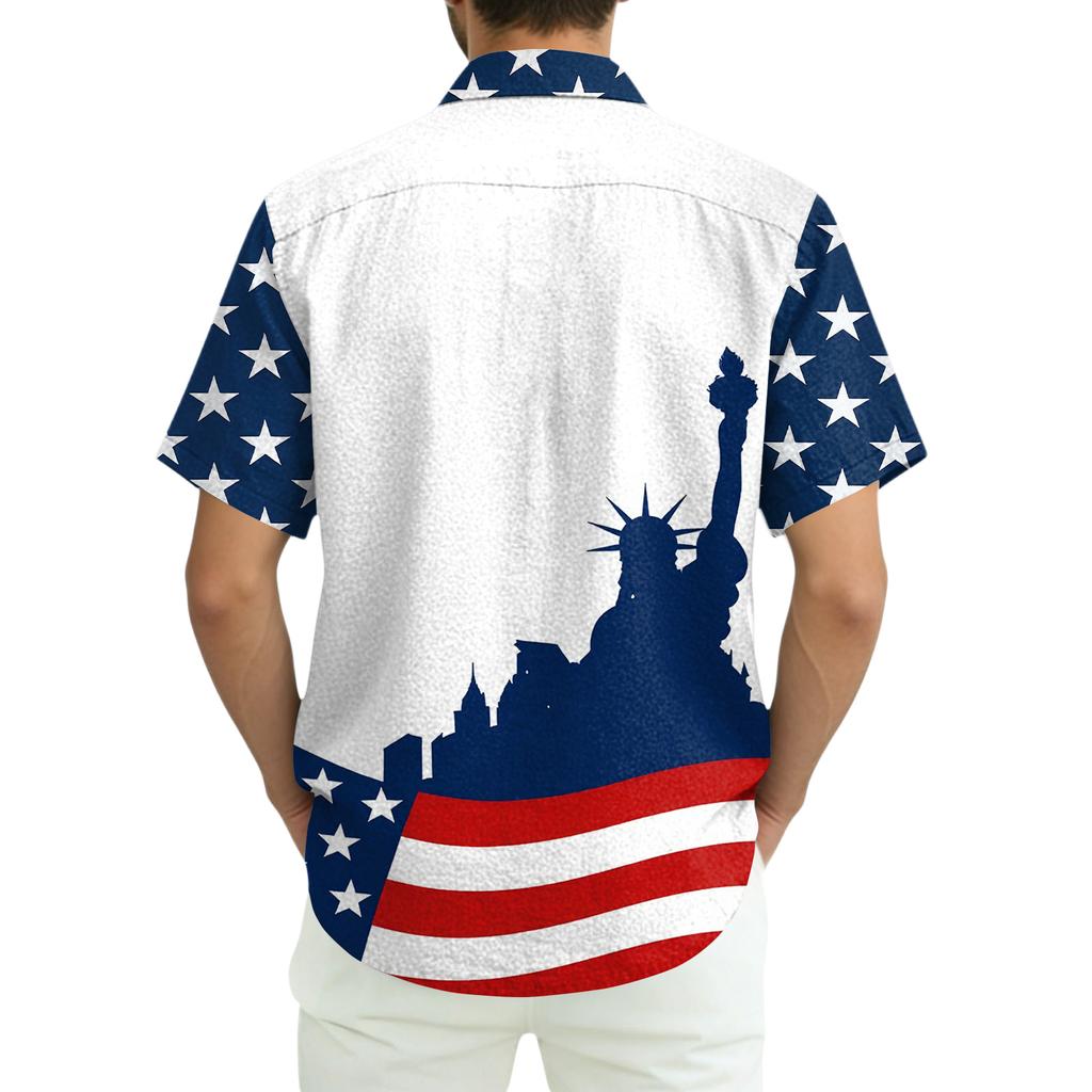 Camisa Masculina Casual de Manga Curta com Gola