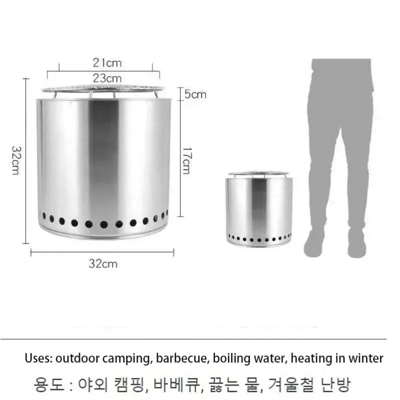 304 Stainless Steel Firewood Stove Outdoor Windproof and Warm Camping Stove Portable Picnic Barbecue Stove Camping Accessories