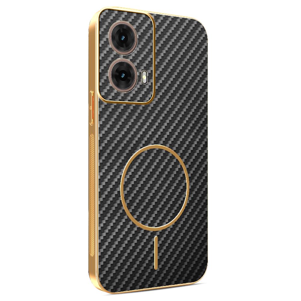 For Motorola Moto G84 5G Phone Case Carbon Fiber Textured Electroplated TPU Back Cover