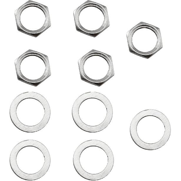 LQ Industrial Jack Socket Nut with Washer 5Sets Silver Electric Guitar Hex Nuts and Washers Guitar Bass Jack Replacement Parts