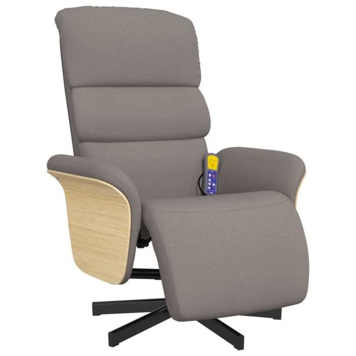 VidaXL Fauteuil inclinable de massage avec repose-pieds taupe tissu 356618