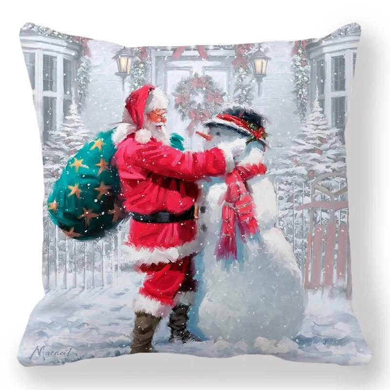 Santa Claus Home Decor Gedruckt Kissen Fall 2024 Neue Jahr Weihnachten Schlafzimmer Wohnzimmer Sofa Dekoration Kissenbezug Kissen Abdeckung