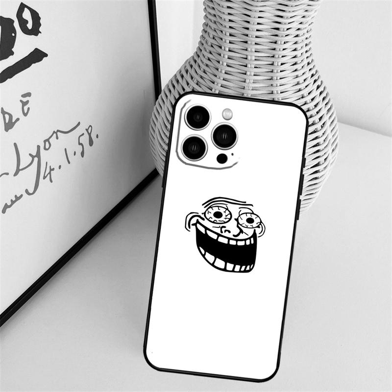 Funda de Teléfono Meme Cara de Troll Para iPhone 16 Pro Max 14 13 12 11 15 17 Pro Max mini 15 16 Plus 16e Cubierta Trasera