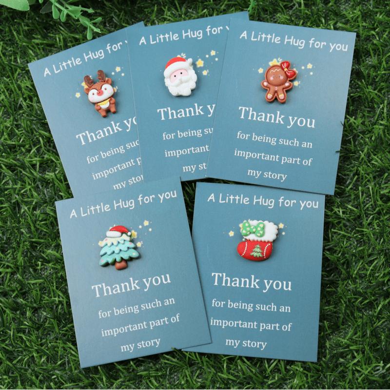 10pcs Mini Hug Cards with Resin Decorations Christmas Birthday Valentine Greeting Thank You Cards Bulk Gifts for Friends Family