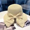 French Elegant Bow Straw Hat Fashion Versatile Sun Hat Women's Seaside Sun Hat Spring and Summer Big Eaves Sun Protection Hat