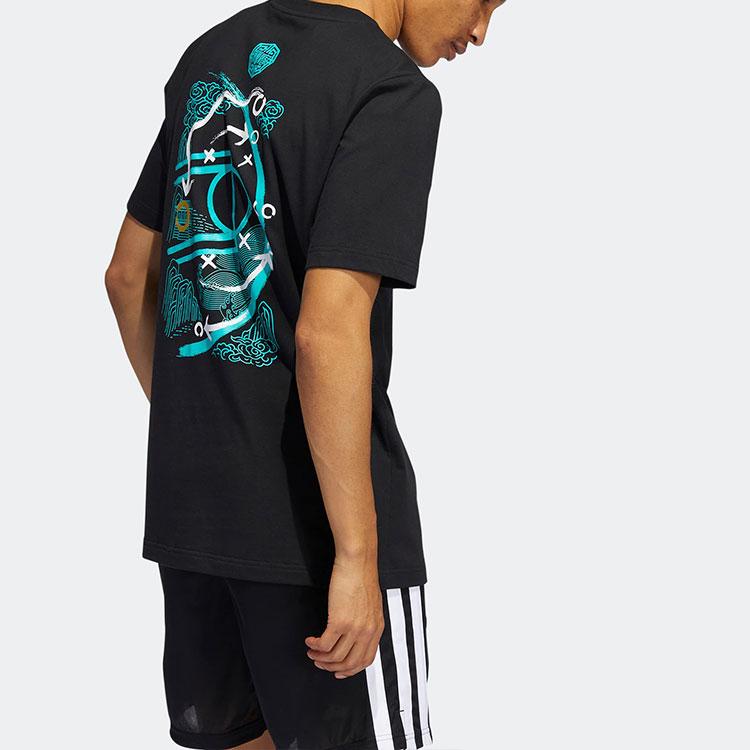 Adidas Rose 3 King Tee With Tactical Board Print Basketball Sports Short Sleeve T-Shirt Men Tops Black HI1490