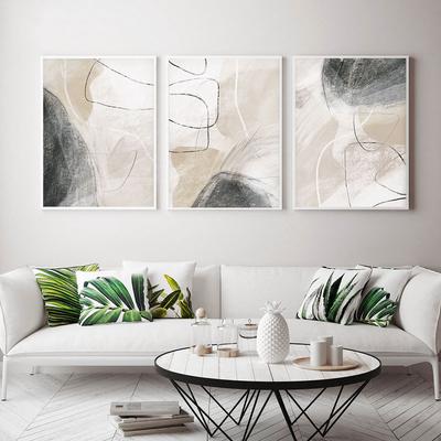 Beige Black Grey Canvas Paintings AbstractPosters Watercolor and Prints Modern Minimalist Wall Art Pictures Living Room Decor