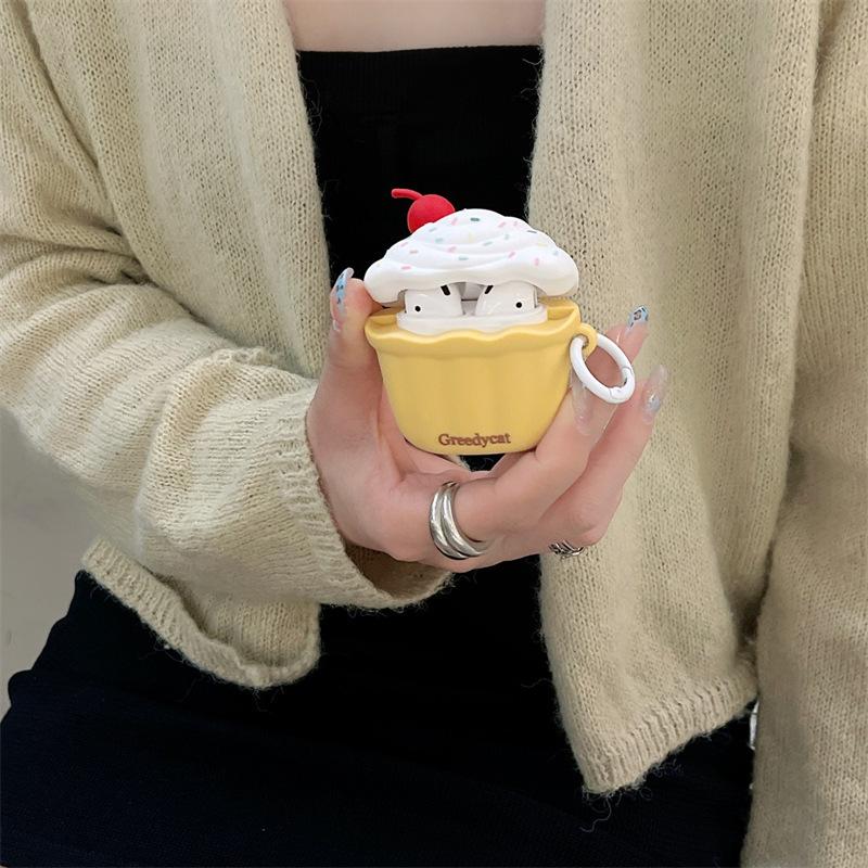 Cute ice cream cup AirPods pro apple bluetooth headset case for 2/3/4 generation cartoon silicone case