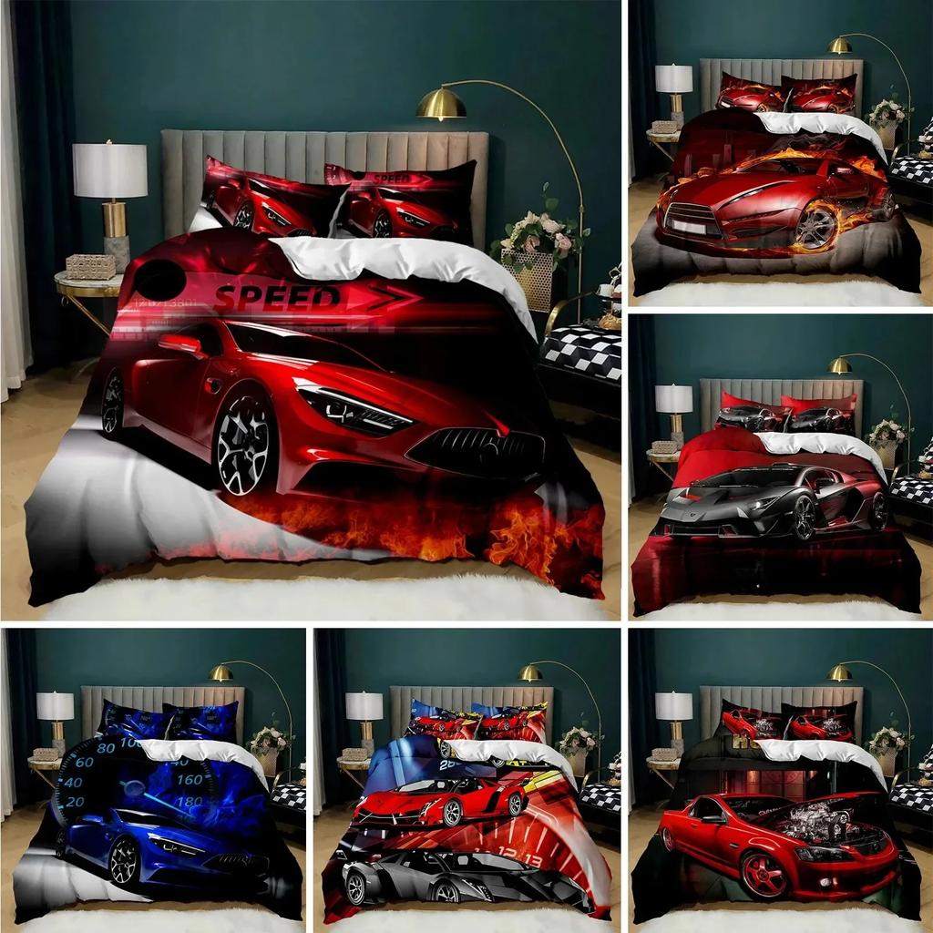 Race Car Sports Car Supplies Set Duvet Cover Set Bedding Sets For Adults Bed With Pillowcases No Filling Luxury Birthday Gifts