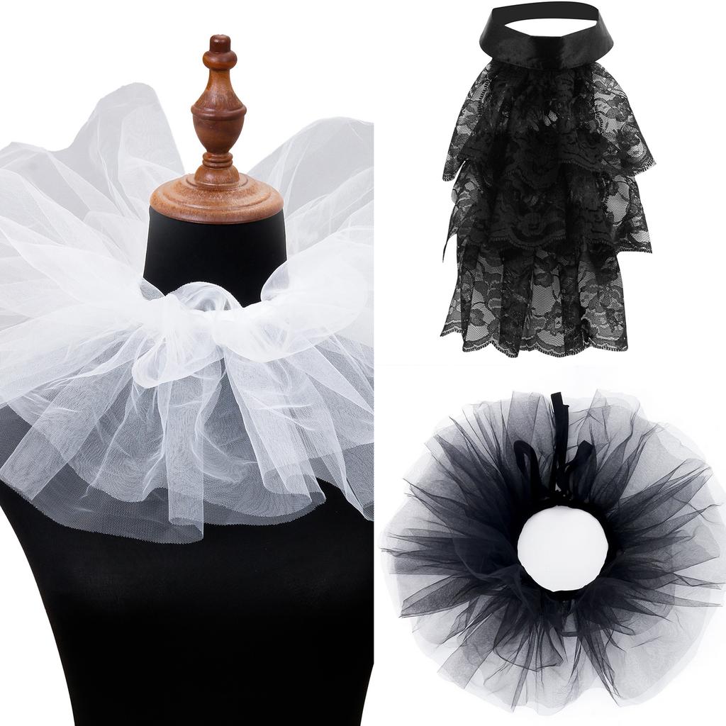 Multipurpose Jabot Collar Multilayer Lace Collar for Masquerades Parties Cosplay Event Costume Neckpiece Collar All Age