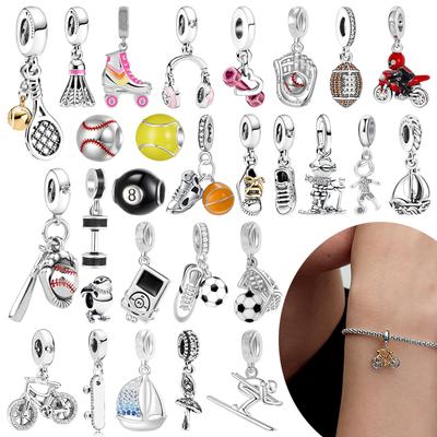 Bijuterii DIY Cadou Seria Sport Fotbal Volei Baschet Rugby Baseball Tenis Badminton Mărgele Charm Potrivite pentru Brățări Originale