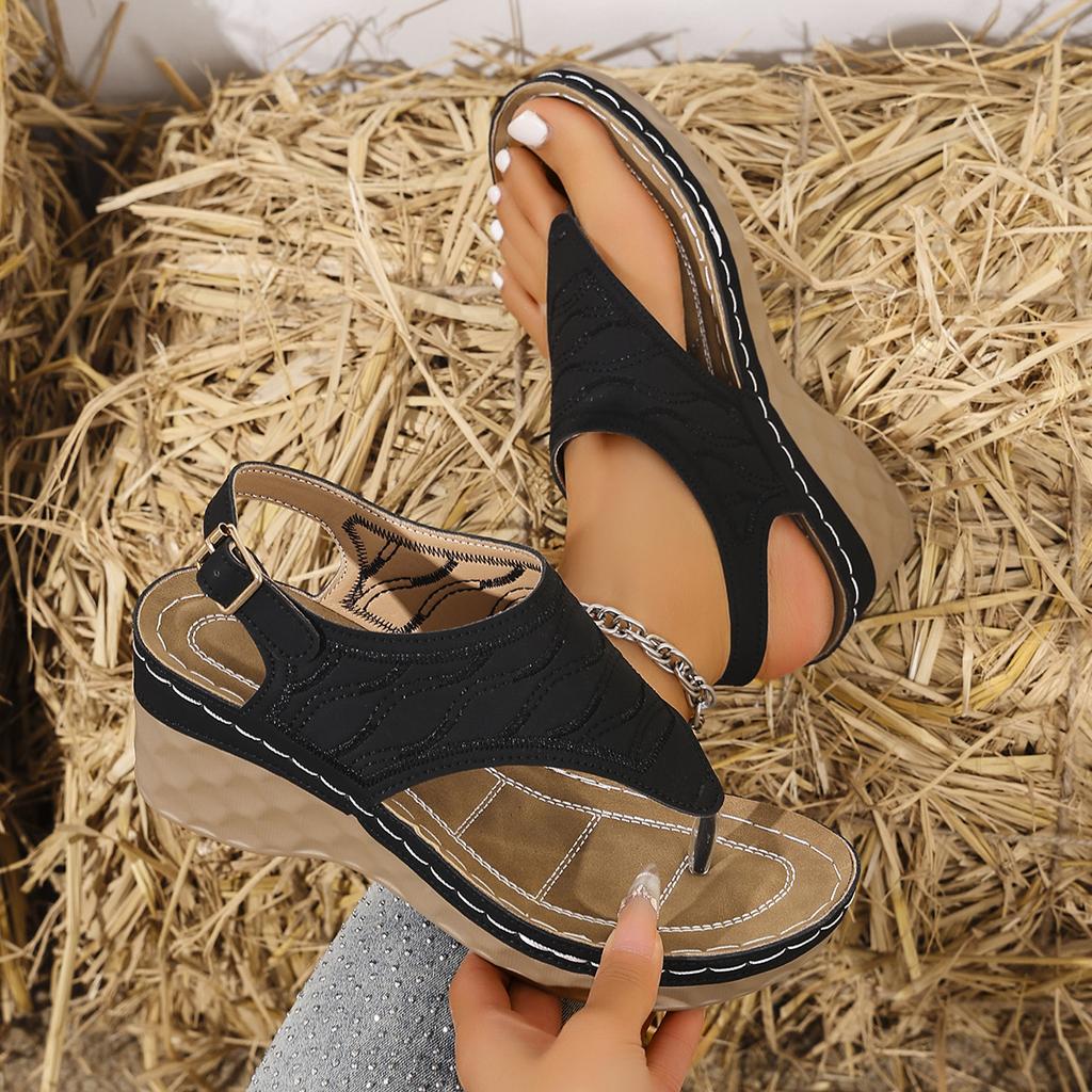Fashion Women Sandals 2025 New Open Toe Platform Lightweight Shoes Women Retro Roman Style Buckle Belt Sandals Women Zapatos De Mujer