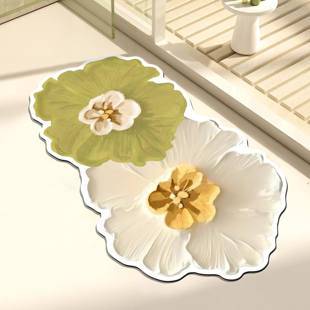 Blumenförmige Bodenmatte, rutschfeste und saugfähige Matte für den Badezimmereingang, Toilette, weiches Kissen, Badezimmer-Fußmatte