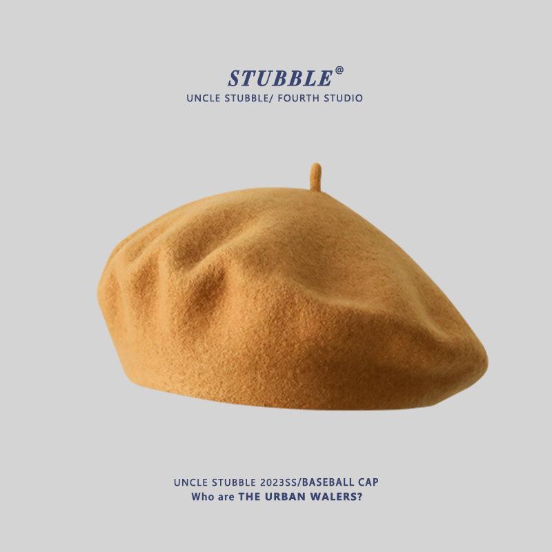 Women's Artistic Retro Wool Beret - Solid Color Autumn/Winter Hat