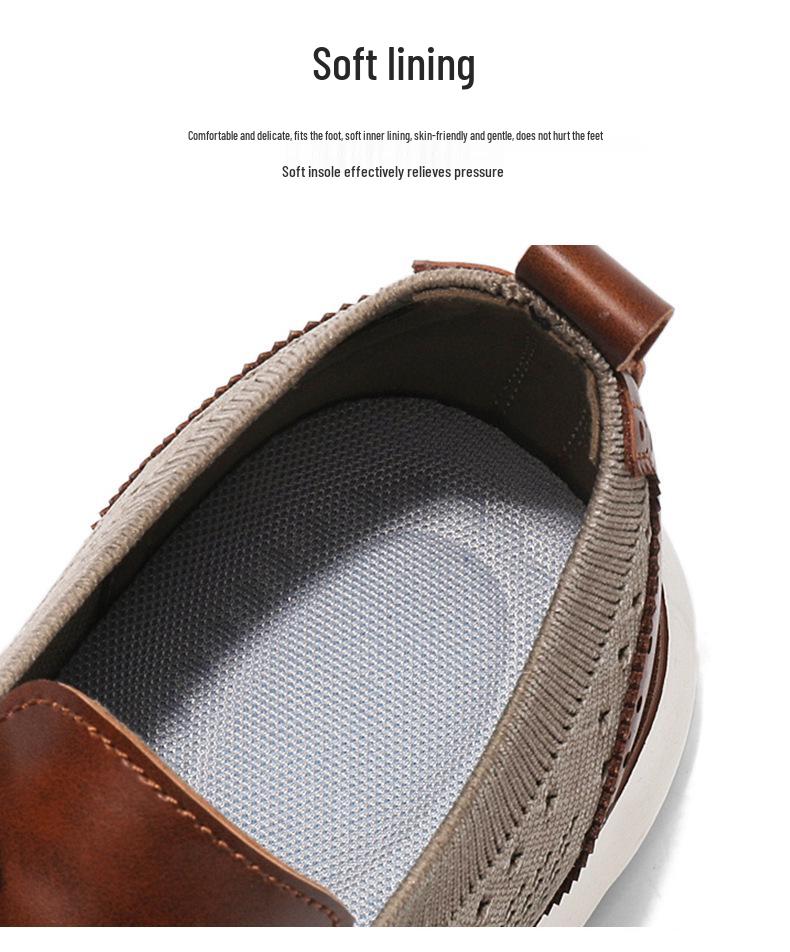 Spring/Summer Men's Lightweight Breathable Slip-on Sport Casual Shoes, Fashionable Dad Style, Plus Size Up to 48