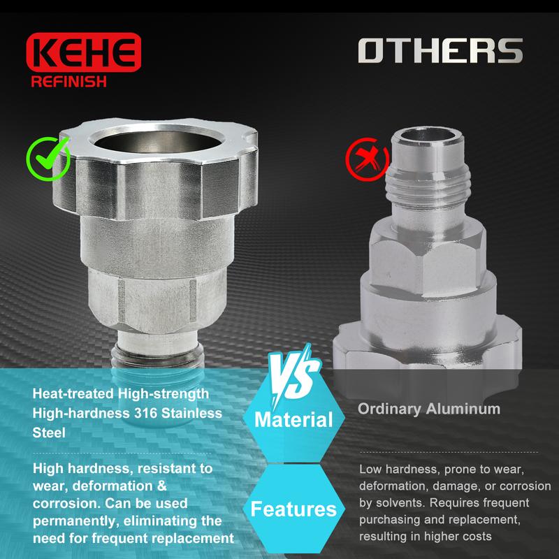 Stainless Steel Spray Gun Adapters Connector Cup Connectors for Specific Sprayer Models (Multiple Thread Sizes)
