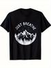 Vintage "Just Breathe" Nature Adventure Graphic T-shirt - Soft Cotton