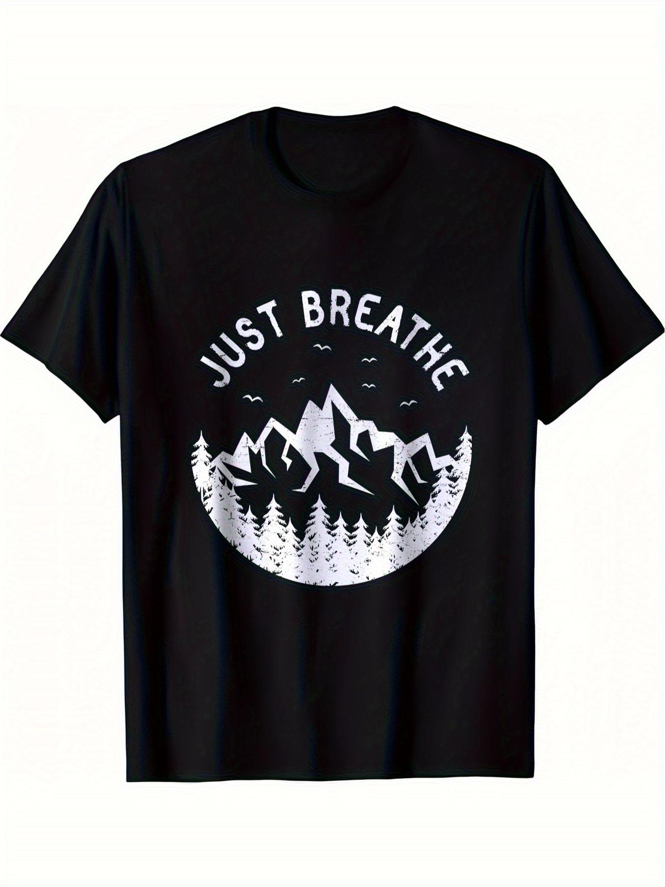 Vintage Just Breathe Nature Adventure Graphic T-shirt - Soft Cotton L