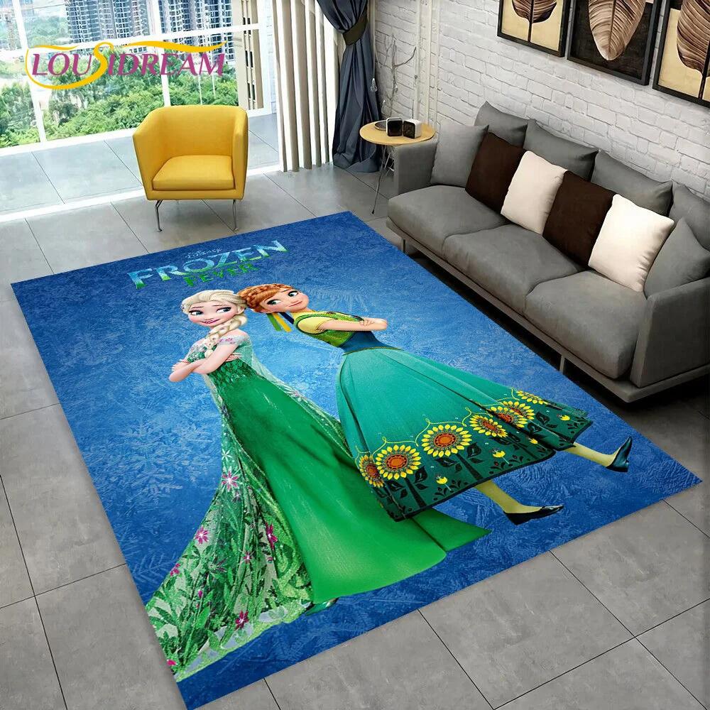 Frozen Elsa Princess Snow Queen Cartoon Carpet Rug for Home Living Room Bedroom Sofa Doormat Decor,Kid Non-slip Floor Mat