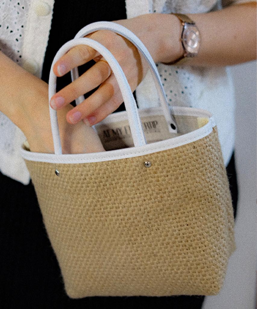 Atmyfingertip Petit Rattan Tote White