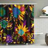 128 Character Title: Bathroom Shower Curtain With Vibrant Floral Pattern Modern Home Decor In Black Background