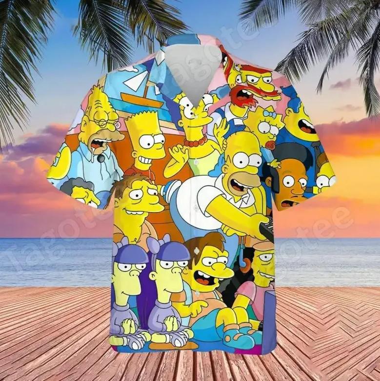 The Simpsons Summer Vibe Tropical Hawaiian Shirt Unisex T-Shirt XL